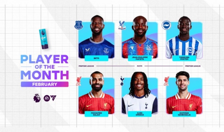 英超2月最佳候選：貝托、馬特塔、明特、薩拉赫、斯賓塞、索博