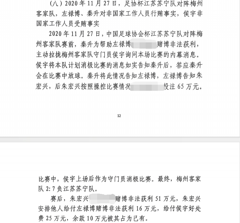 網(wǎng)傳判決書(shū)：足協(xié)杯梅州2-7江蘇，梅州門將侯宇收25萬(wàn)消極比賽