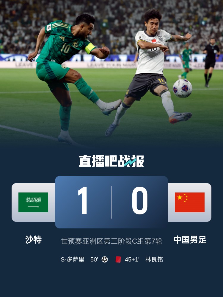 1-0小勝國足終結沙特在18強賽191天的進球荒，上次進球也是戰(zhàn)國足